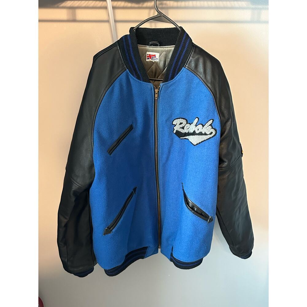 VTG MADE IN USA MEN'S XL 80’s Reebok Sports JACKET TENNIS OPEN Letterman Leather